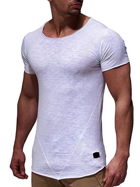 Men's solid colour modal short sleeved T-shirt in black, shown on male model, size M, front view
