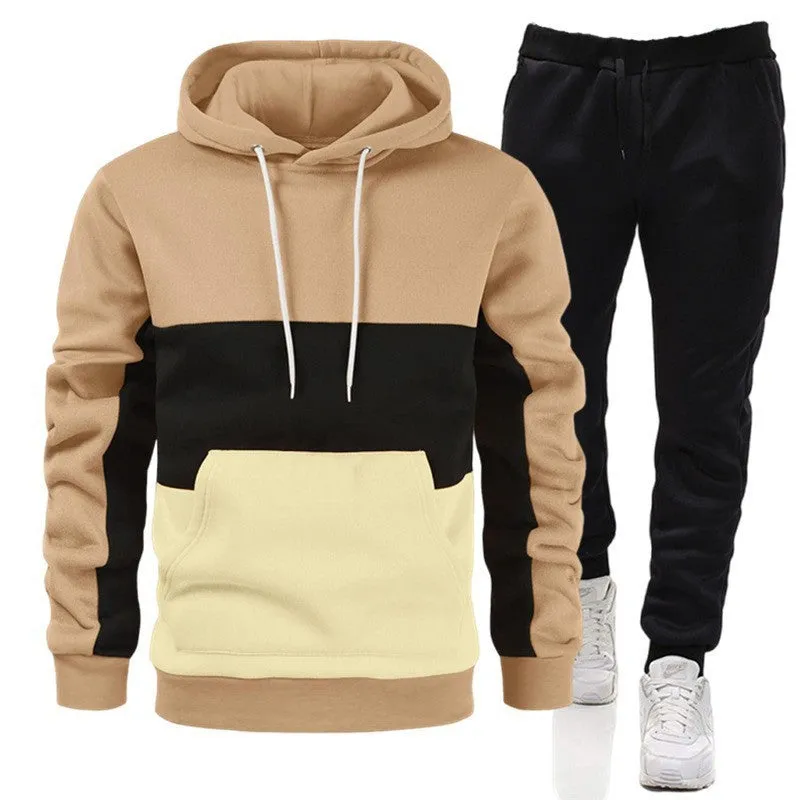 Men loose fit leisure set hoodie and joggers in army green colour