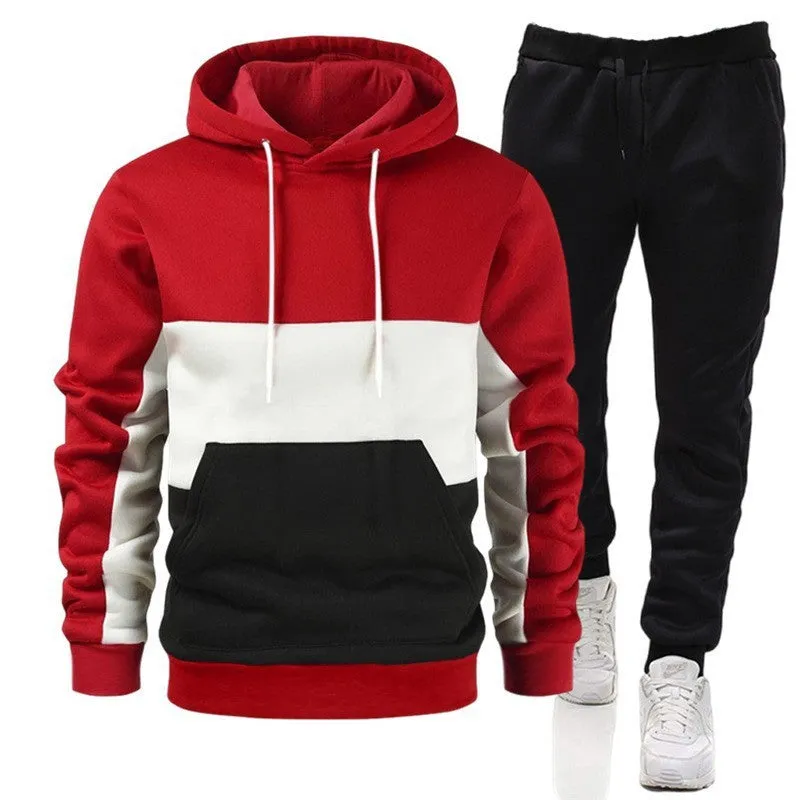 Men loose fit leisure set hoodie and joggers in army green colour