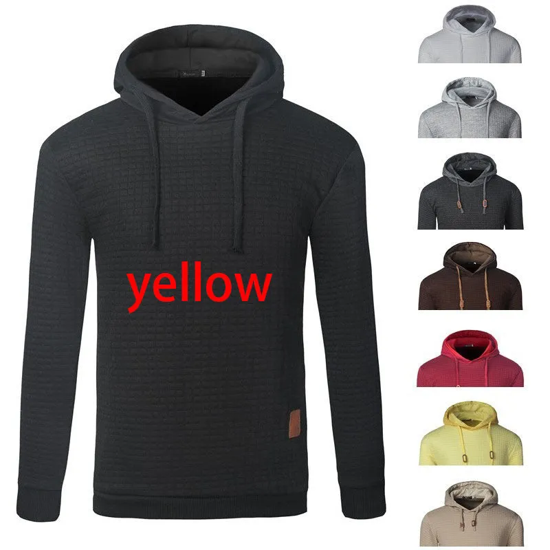 Men's jacquard hoodie long sleeve pullover casual solid colour cotton blend sweatshirt