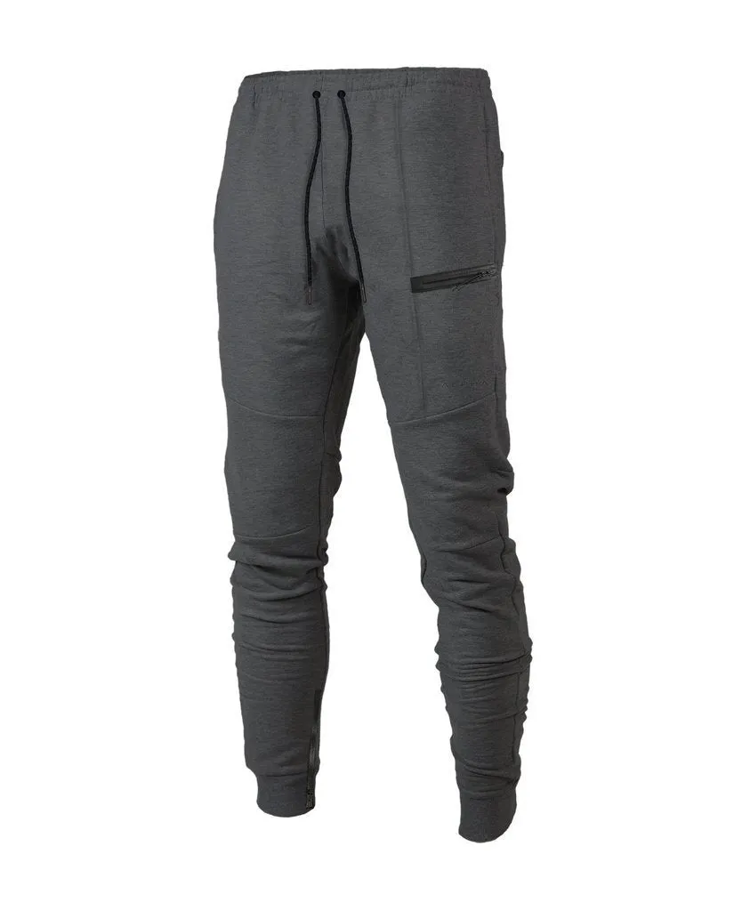 Men's black cotton joggers with elastic waist and velcro side pockets, loose fit, for sports and casual wear