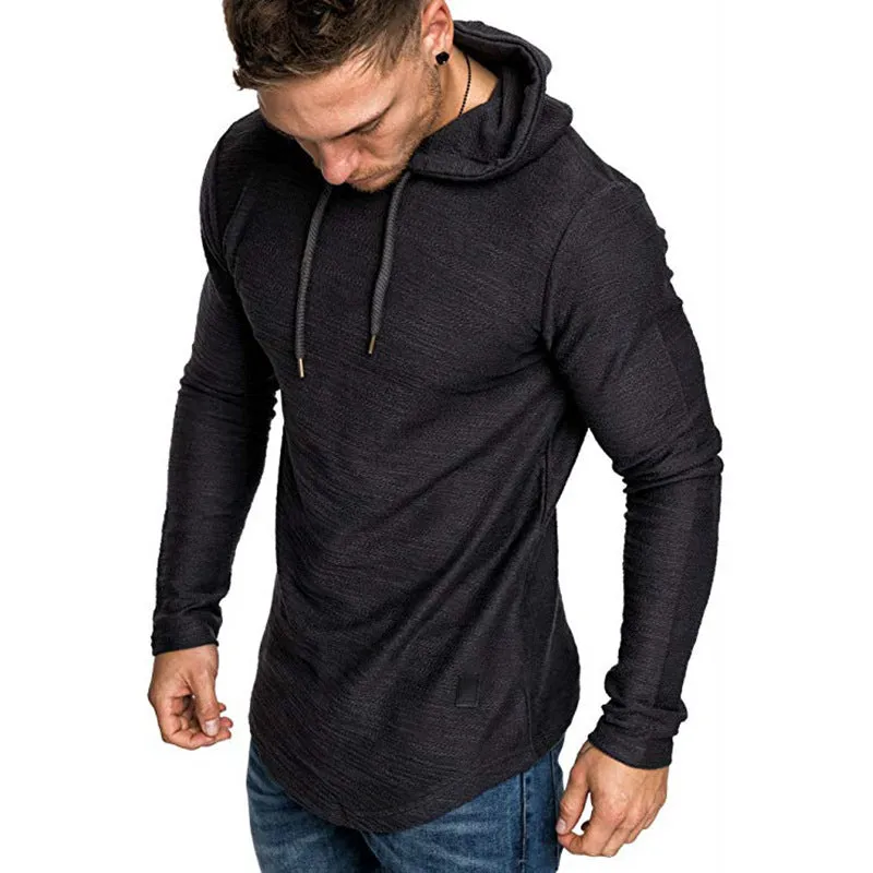 Men hoodie sweatshirt, casual long sleeve slim fit pullover, cotton blend solid colour, available in white, green, black, dark grey, khaki, sizes M to 3XL