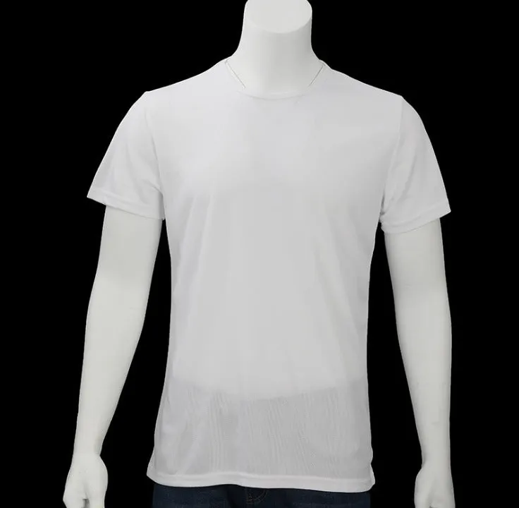 Plain round neck short sleeve quick-dry waterproof anti-fouling T-shirt in white, black, blue; 95% acetate blend loose fit