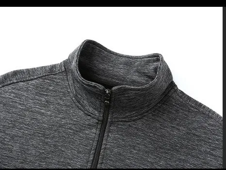 Men's casual athletic jacket with stand-up collar, zipper front, chemical fibre blend, black colour option