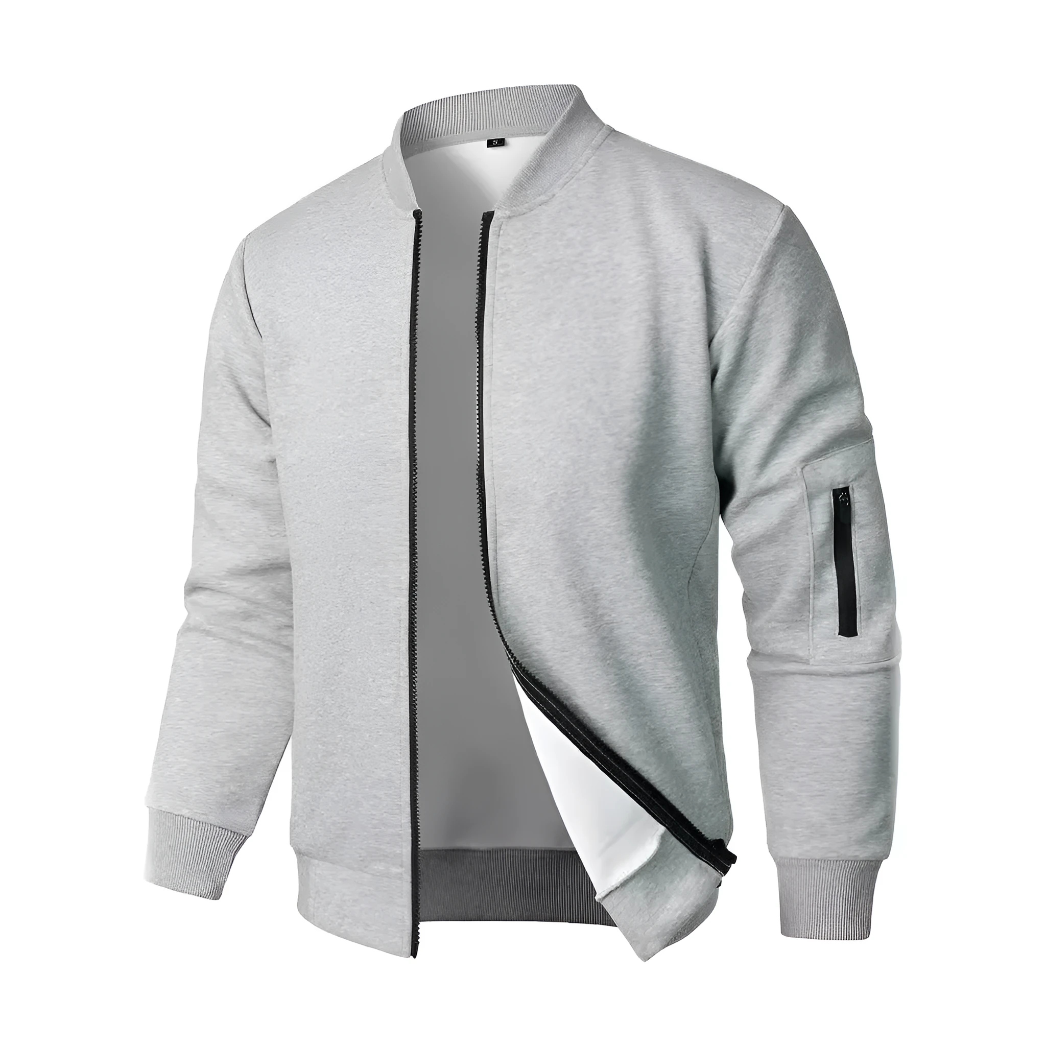 Men's loose fit knitted jacket in a cotton blend, shown in black, grey, or blue colour options.