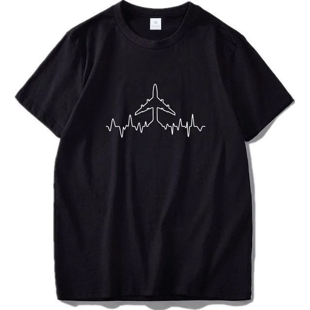 Mens slim fit black short sleeve T-shirt with cartoon print round neck collar close-up
