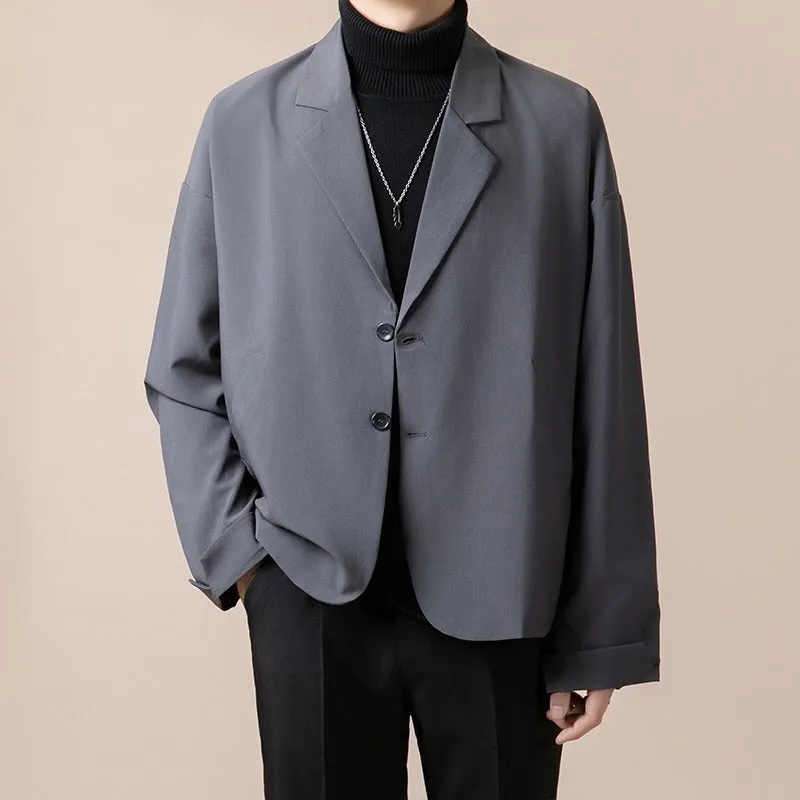 Men's casual loose fit suit jacket in polyester blend available in four colours