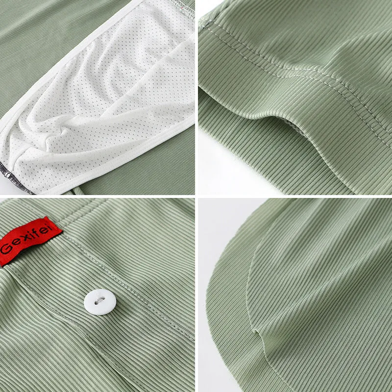 Men's ice silk loose breathable quick-drying shorts in solid colour, seamless design, mid waist, sizes L to XXXXL