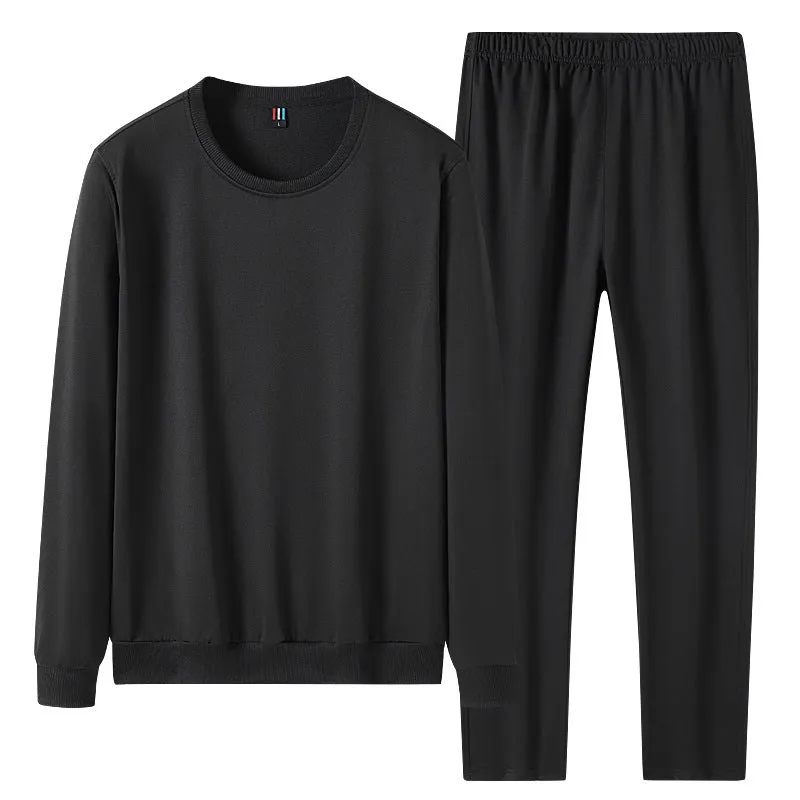 Spring autumn men casual tracksuit set no metal drawstring pockets polyester knit black gray light gray coat and trousers