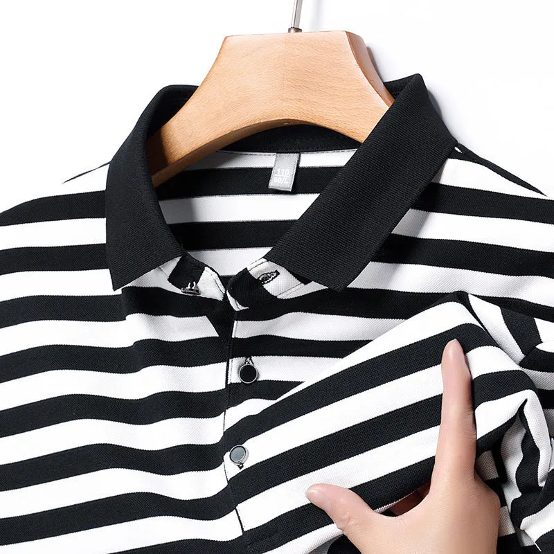 Men's striped short-sleeved pullover t-shirt in blue, straight fit, polyester blend, size M to 4XL