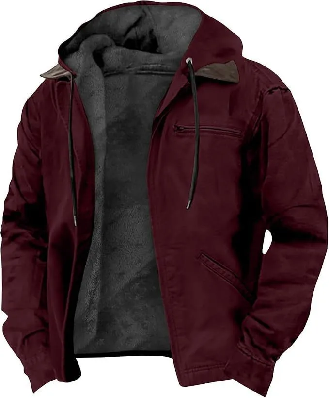 Men's hooded zip cotton-padded jacket with digital print pattern in Type A colour option