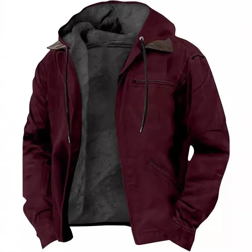 Men's hooded zip cotton-padded jacket with digital print pattern in Type A colour option