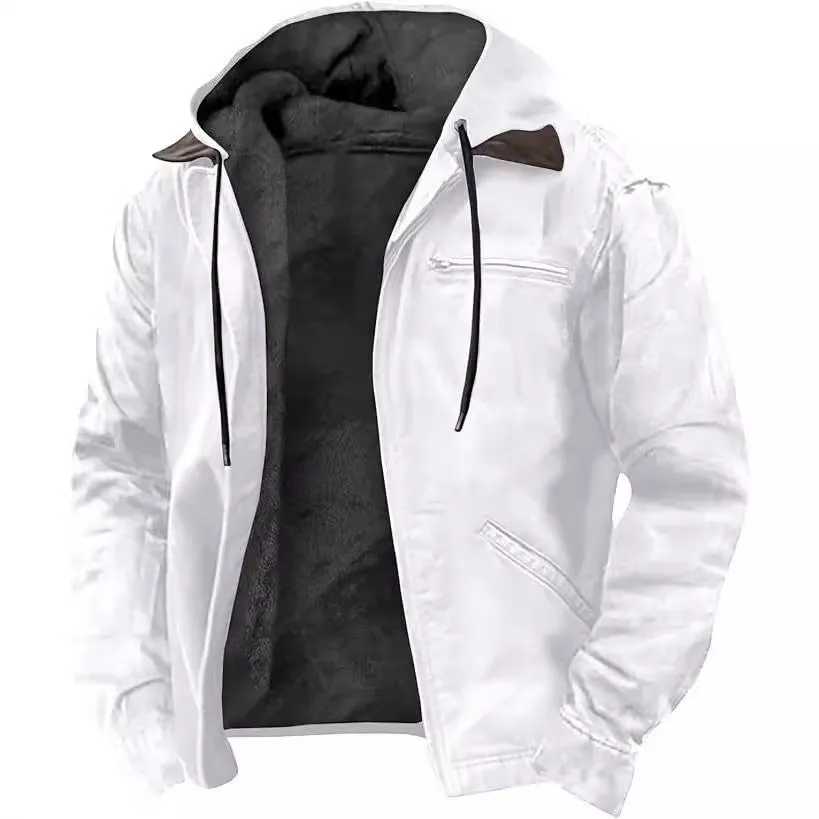 Men's hooded zip cotton-padded jacket with digital print pattern in Type A colour option