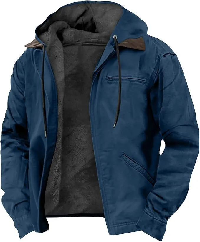 Men's hooded zip cotton-padded jacket with digital print pattern in Type A colour option