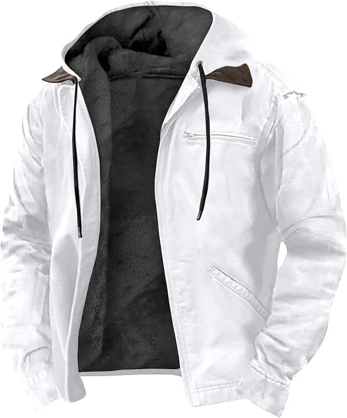 Men's hooded zip cotton-padded jacket with digital print pattern in Type A colour option