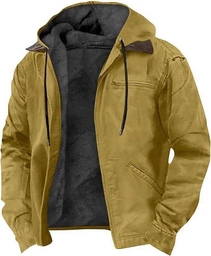 Men's hooded zip cotton-padded jacket with digital print pattern in Type A colour option