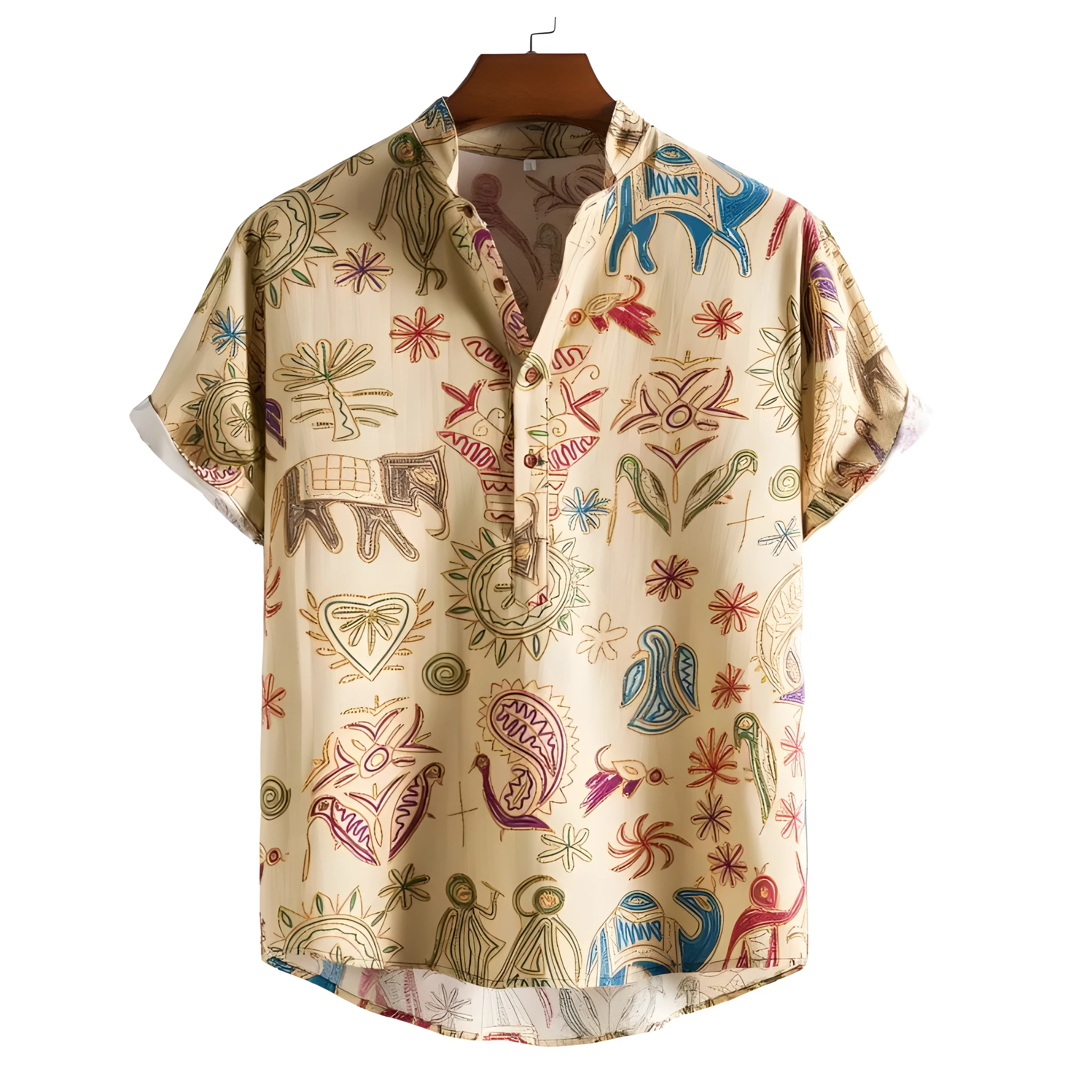 Men's plus size cardigan shirt with 3D digital printing in a colour matching pattern.