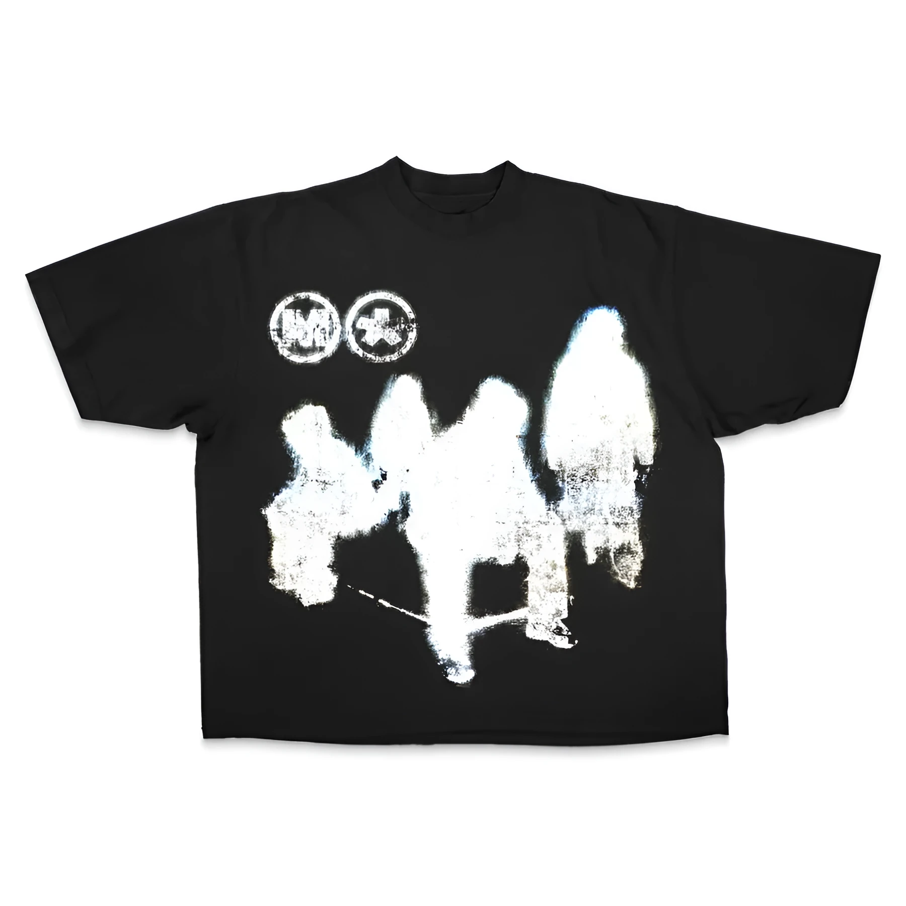 American Y2G black cotton short sleeve t-shirt with 3D effect print and round neck