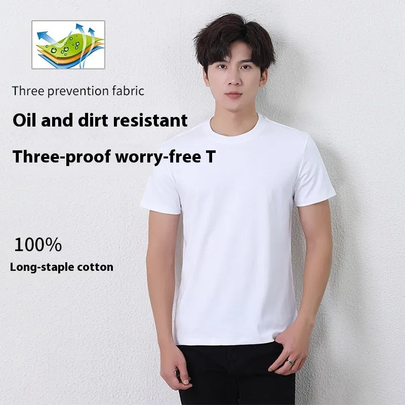 Men's solid colour long-staple cotton short-sleeve t-shirt in black, regular fit pullover style