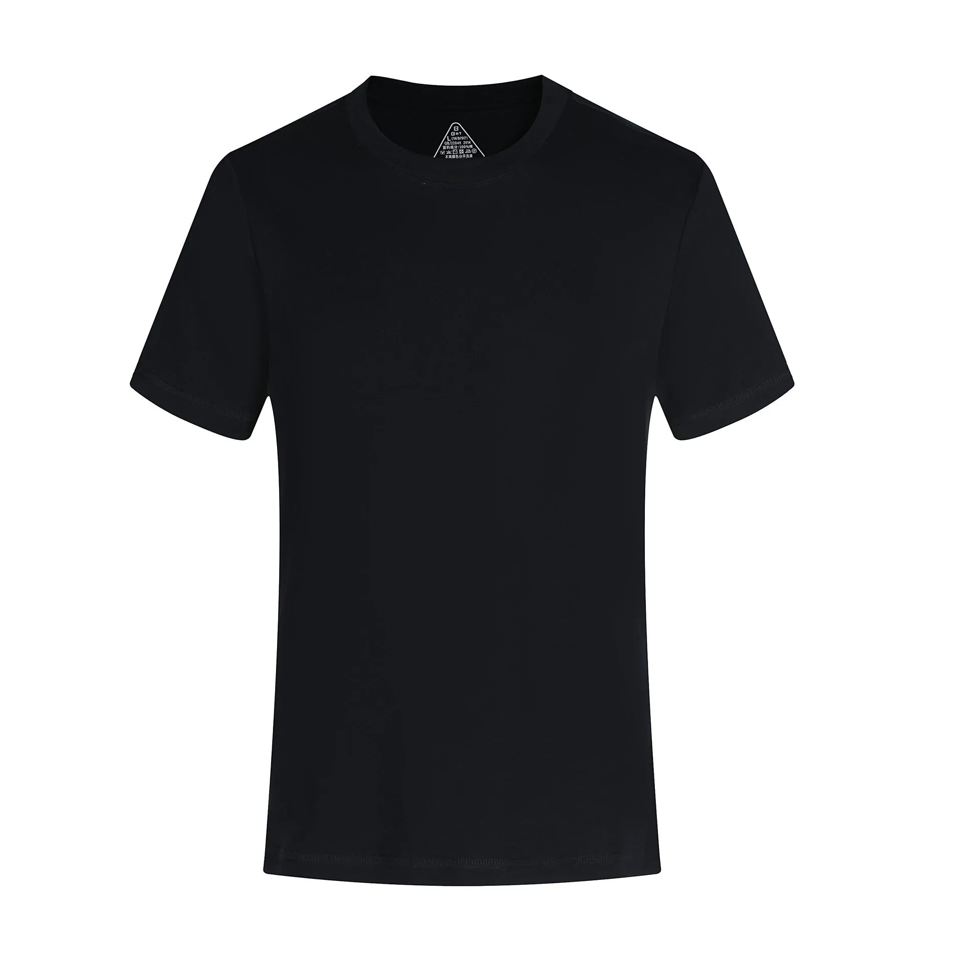 Men's solid colour long-staple cotton short-sleeve t-shirt in black, regular fit pullover style