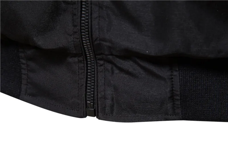 Men's thin casual polyester jacket in dark blue, black, or army green solid colour.