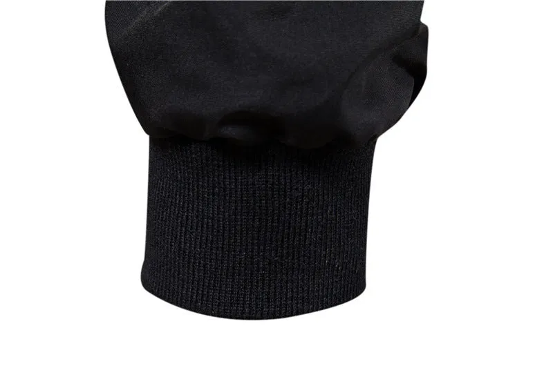 Men's thin casual polyester jacket in dark blue, black, or army green solid colour.
