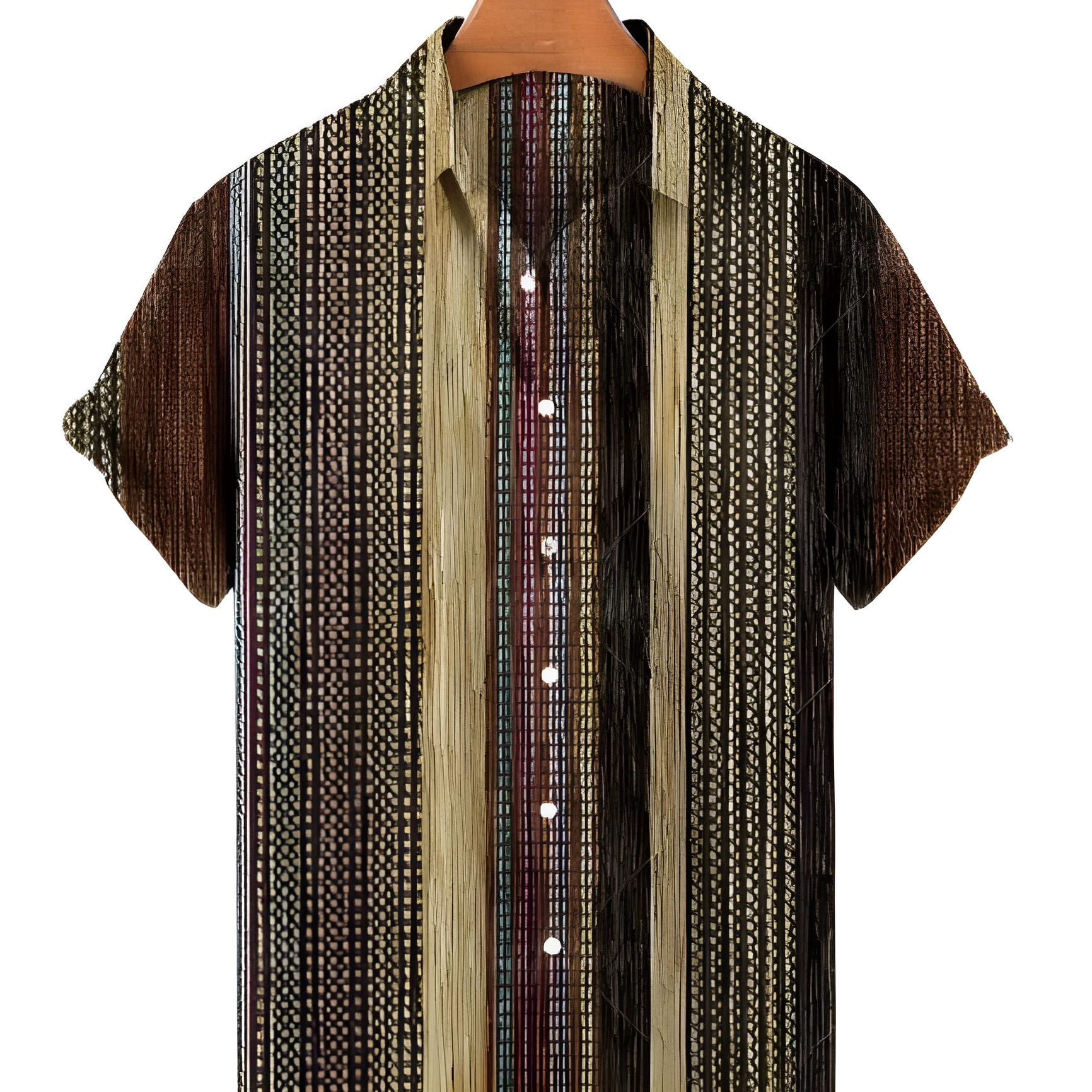 Men's short sleeved lapel printed diamond shaped top in colour ZQDXCS849, loose fit polyester cardigan style
