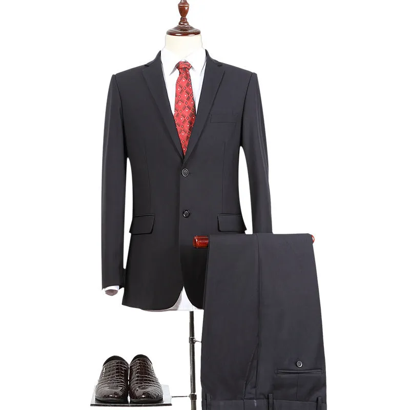 Men's black suit jacket flat collar two-button blazer daily wear chemical fibre blend 80% acetate