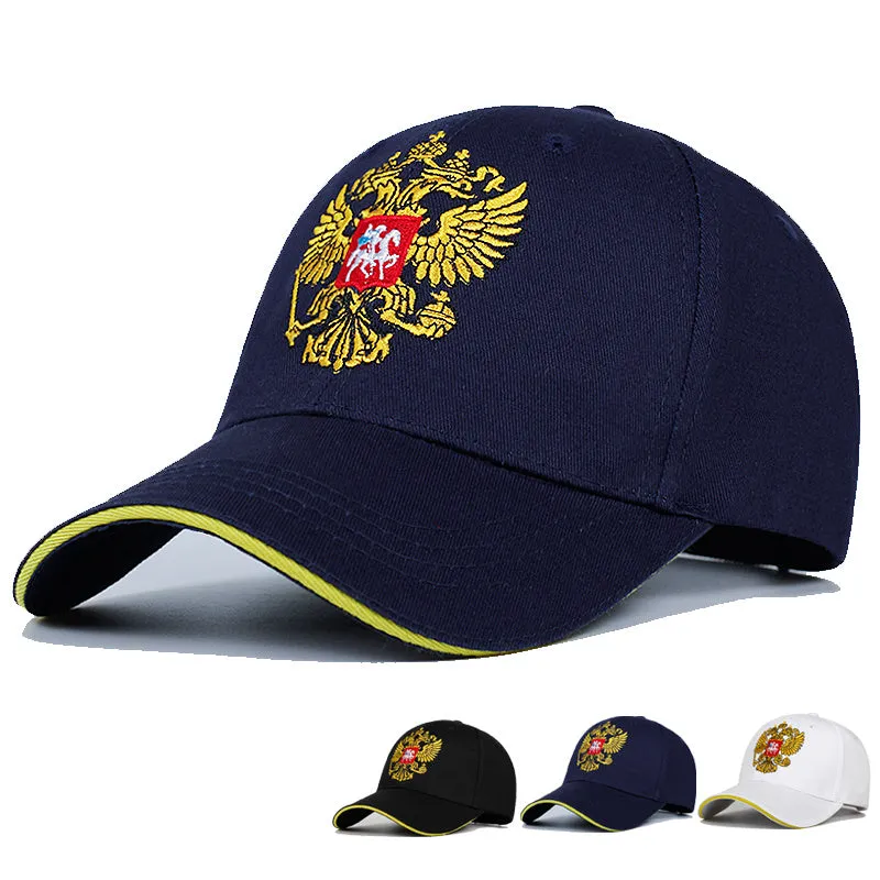 Cotton dome cap with embroidered detail adjustable short brim black white navy blue