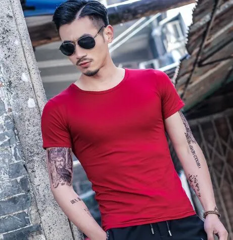 Men's bamboo fibre and polyester T-shirt in summer colours, sizes L to XXXL, Asian fit