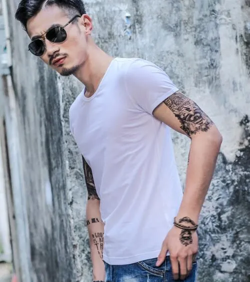 Men's bamboo fibre and polyester T-shirt in summer colours, sizes L to XXXL, Asian fit