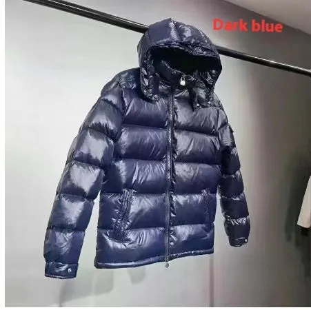 Thick down jacket for men women white duck down filling loose fit black gloss colour