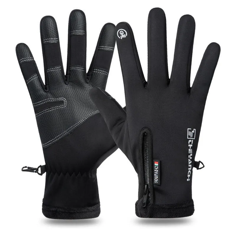 Winter gloves touchscreen non-slip waterproof windproof unisex black grey cycling ski sport gloves