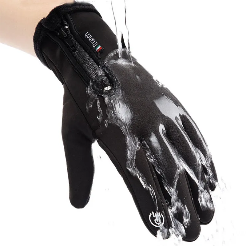 Winter gloves touchscreen non-slip waterproof windproof unisex black grey cycling ski sport gloves