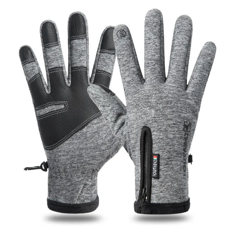 Winter gloves touchscreen non-slip waterproof windproof unisex black grey cycling ski sport gloves
