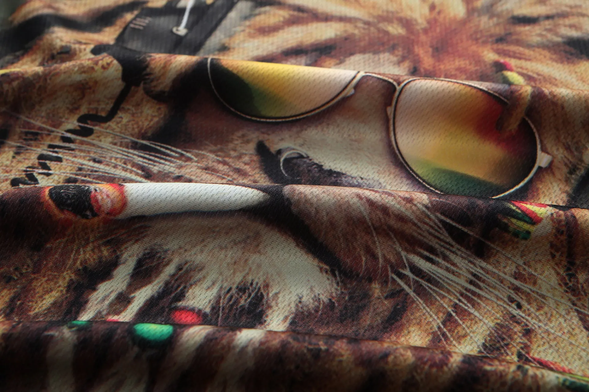 Men's 3D lion print short sleeve T-shirt round neck chemical fibre blend summer casual top