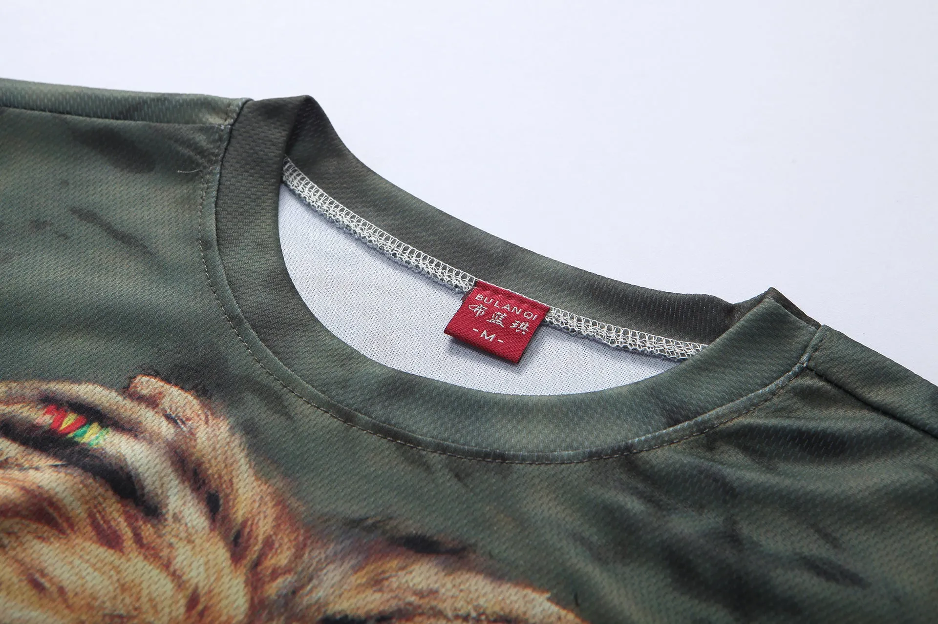 Men's 3D lion print short sleeve T-shirt round neck chemical fibre blend summer casual top