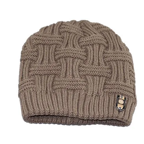 Winter bonnet knit hat in thick cable knit, turned-up hem, solid colour, fits most adults