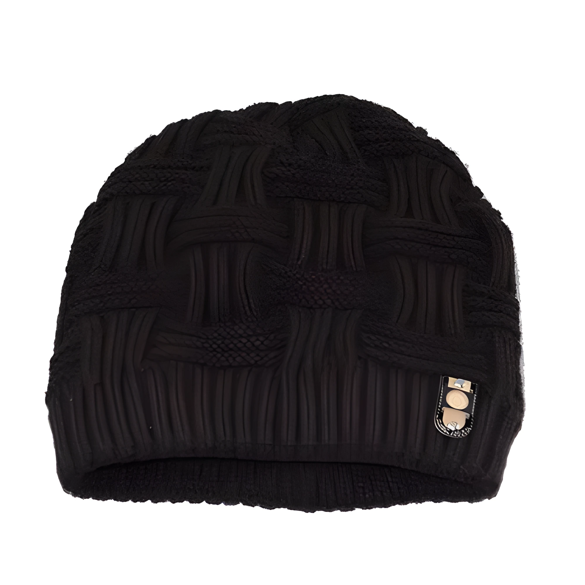 Winter bonnet knit hat in thick cable knit, turned-up hem, solid colour, fits most adults