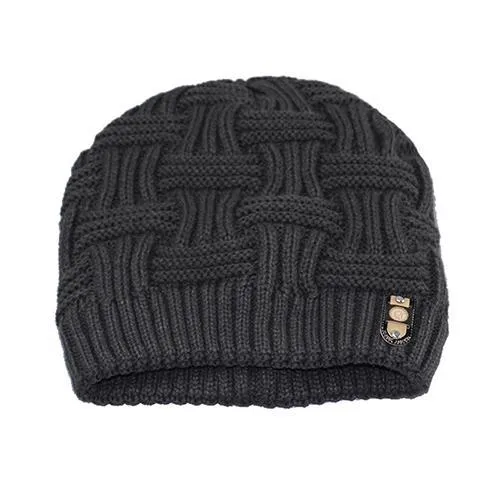 Winter bonnet knit hat in thick cable knit, turned-up hem, solid colour, fits most adults