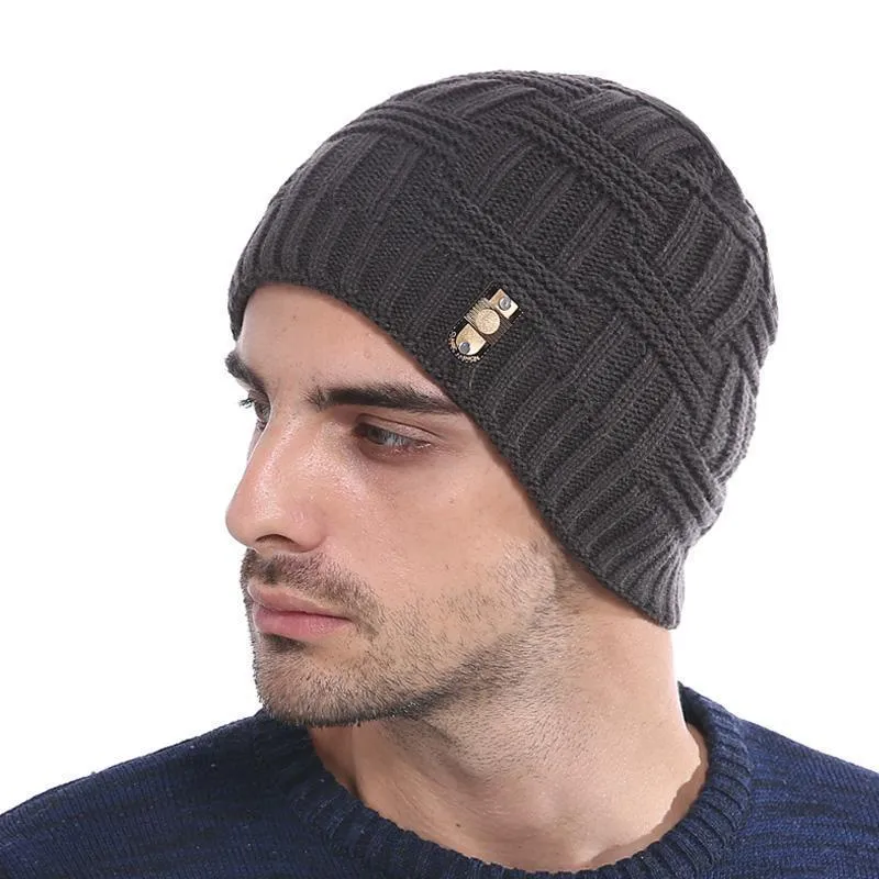 Winter bonnet knit hat in thick cable knit, turned-up hem, solid colour, fits most adults