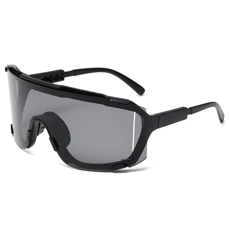 Unisex cycling glasses with HD PC lenses in a colourful frame, suitable for outdoor sports.