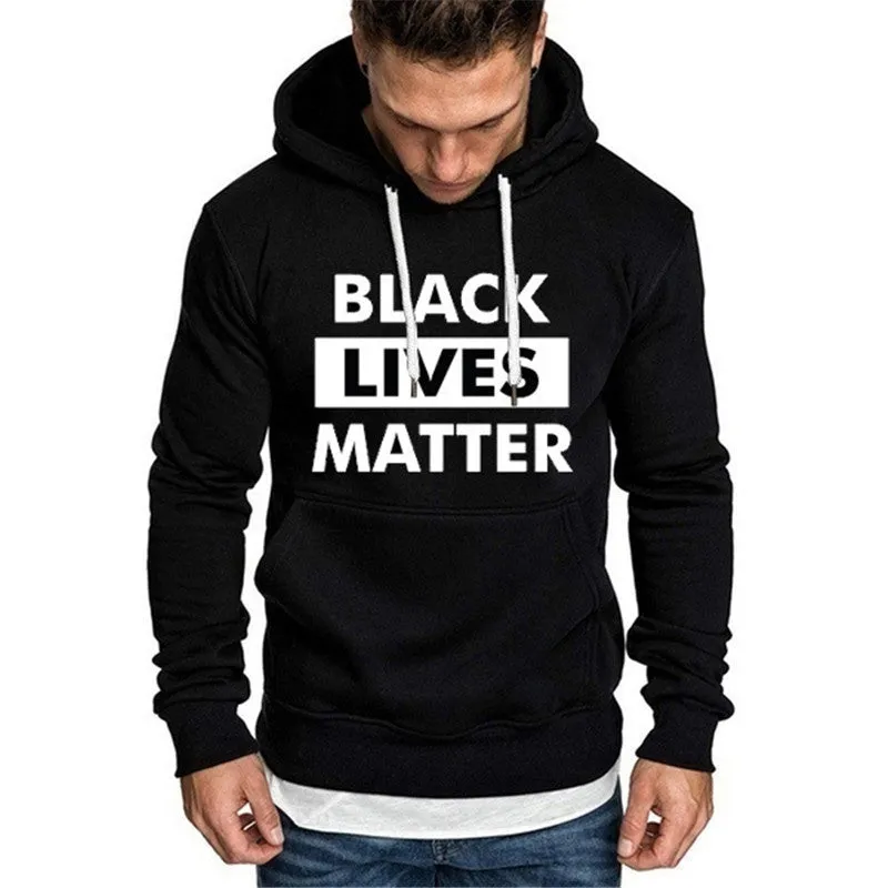 Printed hoodie in cotton blend with letter pattern, black colour, front view, suitable for adults