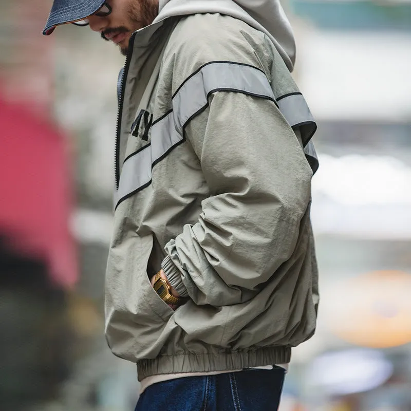 Men's hooded pilot jacket in Air Force Blue with colour-block design and side seam pockets