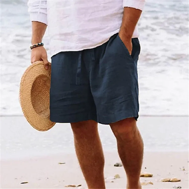 Men's plain colour polyester casual shorts in solid colour, relaxed fit, sizes S to 5XL
