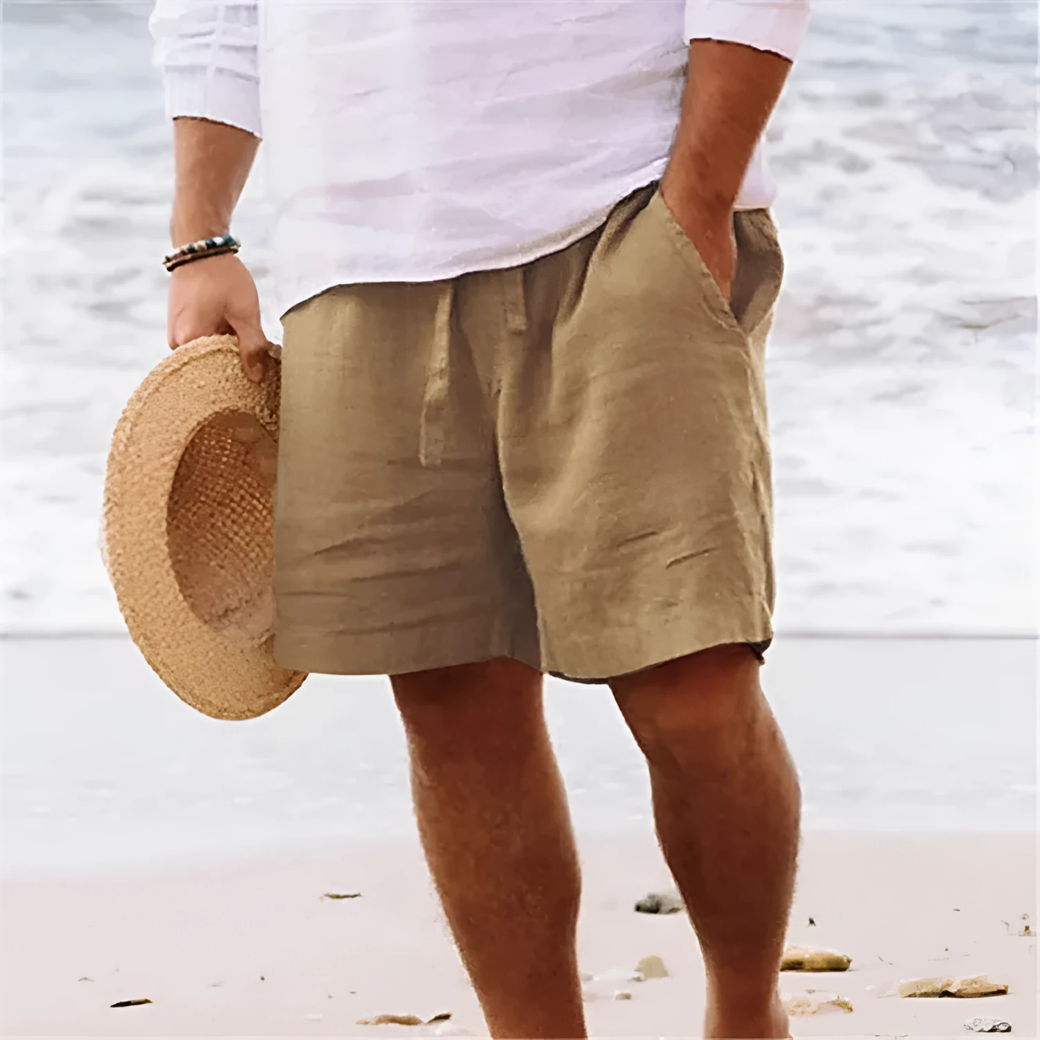 Men's plain colour polyester casual shorts in solid colour, relaxed fit, sizes S to 5XL