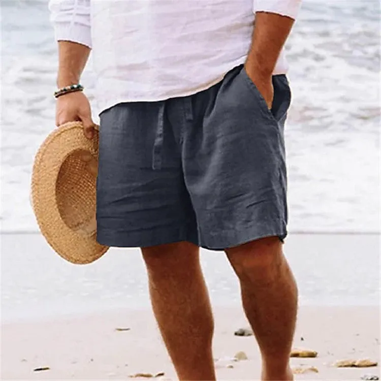 Men's plain colour polyester casual shorts in solid colour, relaxed fit, sizes S to 5XL
