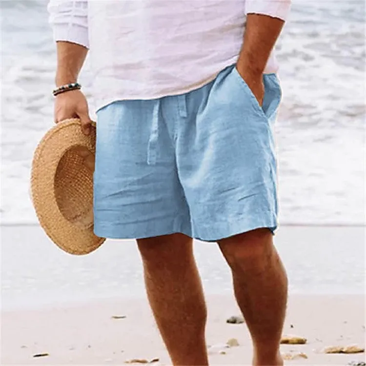 Men's plain colour polyester casual shorts in solid colour, relaxed fit, sizes S to 5XL