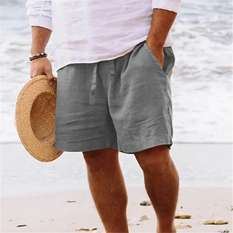 Men's plain colour polyester casual shorts in solid colour, relaxed fit, sizes S to 5XL