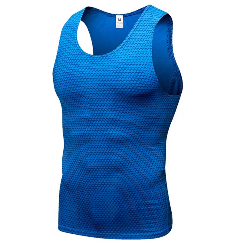 Men's polyester sports vest in black, front view, showing sleeveless design and athletic fit